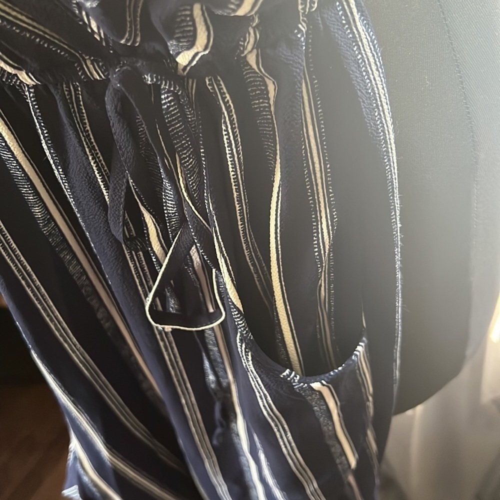 Bobeau Navy &‎ White Stripped Tank Style Jumpsuit - Picture 3 of 15
